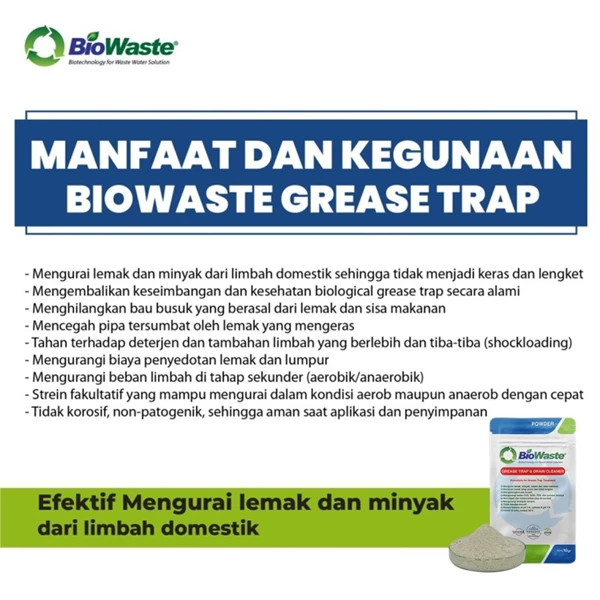Bakteri Pengurai Lemak dan Bau BioWaste Grease Trap & Drain Cleaner - 10 Gram