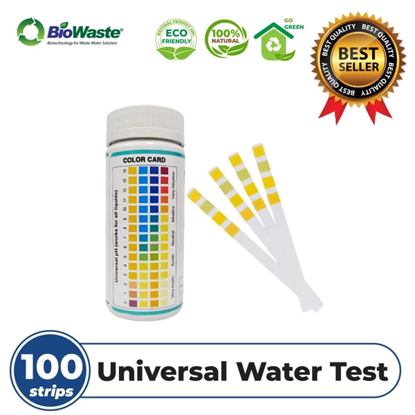 BioWaste pH 0-14 Water Test Paper Air Kolam Limbah 100 Strips - Fishco pH