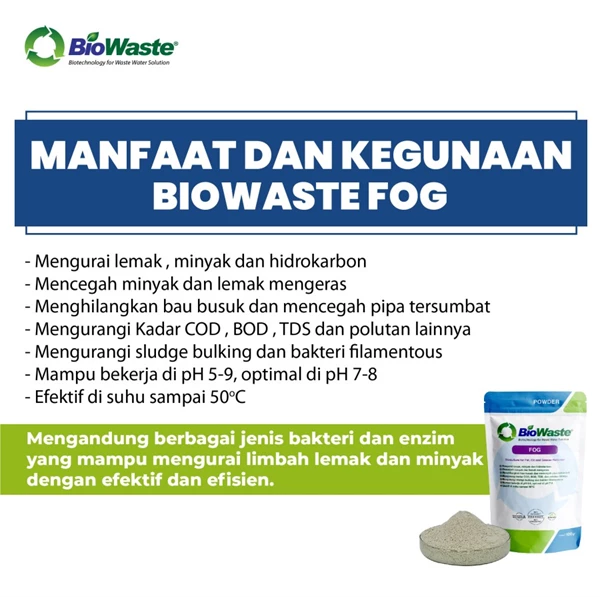 Pengurai Limbah Domestik dan Industri Biowaste FOG 100 gram