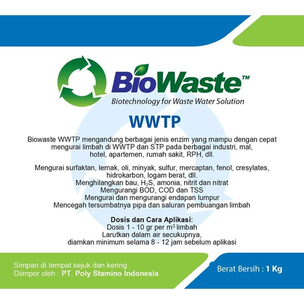 Biowaste WWTP 1 Kg Limbah Cair Industri